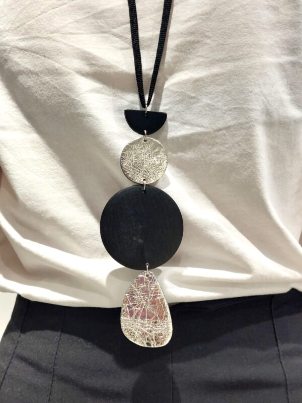 Silver Clio Necklace Δερμάτινο Κολιέ