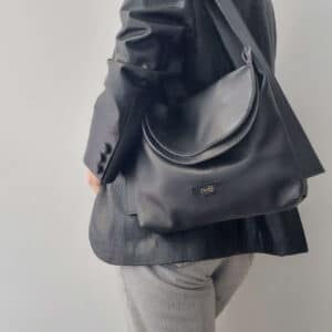 Δερμάτινη Μαυρη Τσάντα Black Aria