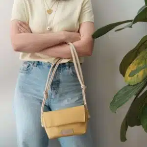 Mia Κίτρινη Δερμάτινη Τσάντα