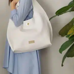 Λευκή Δερμάτινη Τσάντα Ώμου Harper