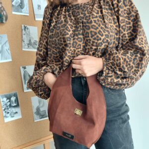 Καφέ Σουέτ Δερμάτινη Τσάντα Mini Harper