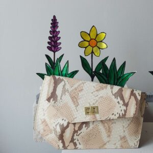 Μπεζ Φίδι Δερμάτινη Τσάντα Olivia